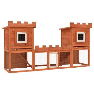vidaXL Rabbit Hutch Brown Pine wood Large Modular Rabbit Hutch - 1 of 4