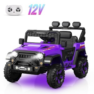 12V Kids Ride-On Truck with Remote Control, 3-Speed Electric Car with Music, LED Lights, Safety Features, Battery Power Wheels Car for Kids - 1 of 4