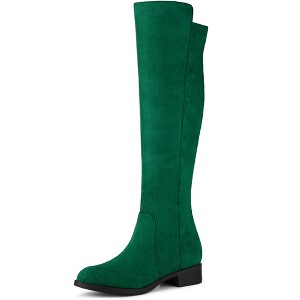 Allegra K Women's Side Zipper Chunky Heels Knee High Riding Boots - 1 of 4
