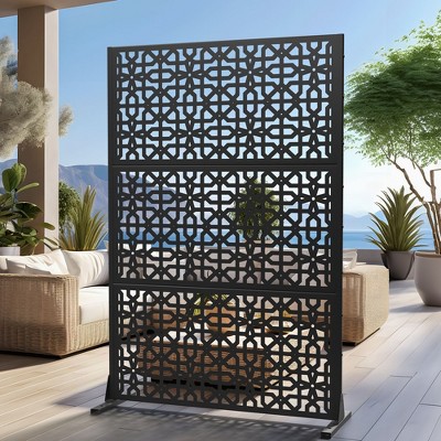 PexFix 72 in. x 47 in. Outdoor Privacy Rectangle Screen Galvanized Steel Panel Divider in Black