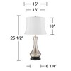 360 Lighting Simon Modern Table Lamps 25 1/2" High Set of 2 Brushed Nickel with USB Charging Port White Softback Drum Shade for Bedroom Bedside Desk - 4 of 4