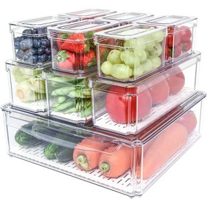 Attop Clear 10-Pack Refrigerator Storage Boxes, Stackable with Lids, BPA-Free, Suitable for Fruits, Vegetables, and Beverages - 1 of 4