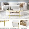 Homhougo Modern Fluted Coffee Table, 48" Modern Oval Coffee Table with Drawer, Faux Marble Top, Curved Profile Center Table with Storage, White - 4 of 4