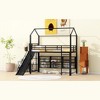 TIRAMISUBEST Twin Size House Loft Bed with Iron Mesh Storage Shelves and Slide, Metal House Bed Frame with Roof Design - 4 of 4