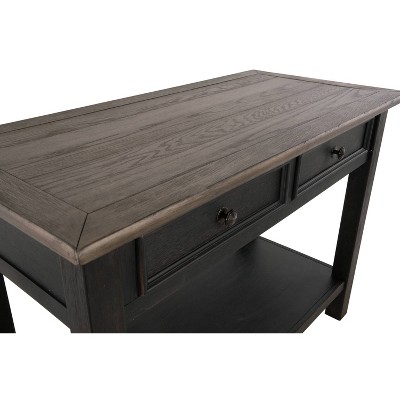 Contemporary Black and Brown Rectangular Sofa Table with Storage