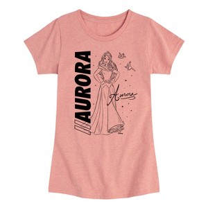 Girls' - Disney Princess - Aurora Sleeping Beauty With Birds Fitted Short Sleeve Graphic T-Shirt - 1 of 4