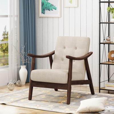 Modern Accent Armchair, Upholstered Modern Chairs With High Back, Mid-Century Comfy Lounge Arm Chair With Wood Frame & Soft Cushion For Bedroom