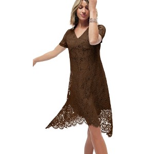 Jessica London Women's Plus Size Lace Handkerchief Dress - 1 of 4