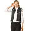 Allegra K Women's Turn Down Collar Button Closure Sleeveless Washed Distressed Denim Vest - 3 of 4