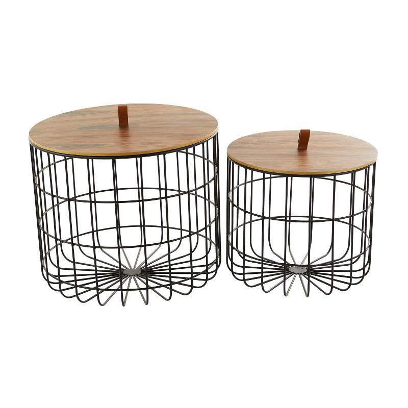 Set of 2 Metal Storage Baskets Brown - Olivia &#38; May, 2 of 8