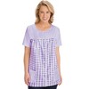 Collections Etc Seersucker Checkered Pattern Snap Front Top with Pockets, Lightweight Short-Sleeve Scoop Neckline Shirt - 4 of 4