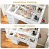 Usikey Vanity Desk with Large Lighted Mirror and Outlet, 46" Makeup Vanity with 9 Drawers and Glass Desktop, Vanity Table with 12 LED Lights, White - 4 of 4