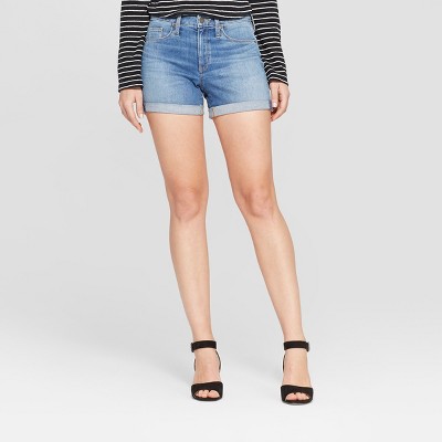 high waisted midi jean shorts