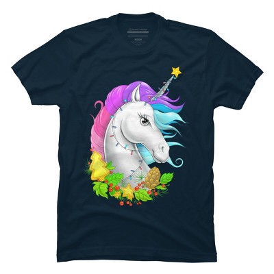 Men's Design By Humans Christmas unicorn By NikKor T-Shirt