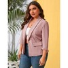 Whizmax Womens Plus Size Casual Pocketed Blazer Office Open Front 3/4 Sleeve Cardigans Jacket Work Suit,pink,4XL - 4 of 4