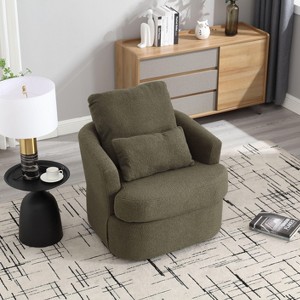 Okak Modern 360° Swivel Barrel Chair Accent Chair with Soft Dual Pillow Leisure Sofa Armchair Club Chair for Hotel Lounge Bedroom - 1 of 4