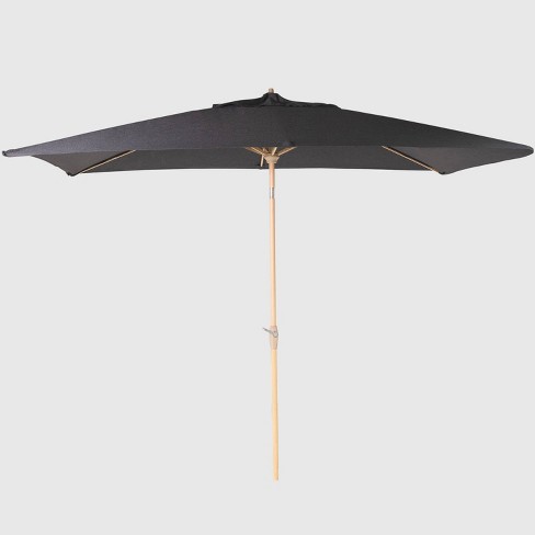 9 68 X 6 4 Rectangular Patio Umbrella Duraseason Fabric Charcoal Light Wood Pole Threshold Target