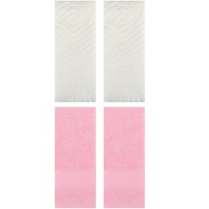 REGALWOVEN 4 Pcs Bathroom Decorative Cotton Soft Absorbent Sold Striped Hand Towel - 1 of 4