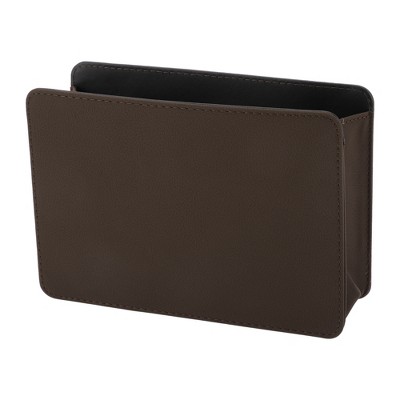 Unique Bargains Car Trash Can Hanging Car Door Back Seats Faux Leather Trash Bin Dark Brown 1pcs