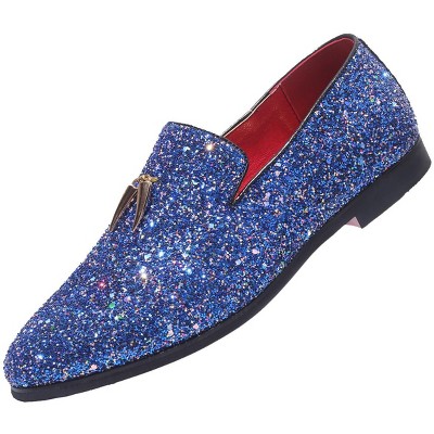 Santimon Men's Prom Glitter Dress Loafers Slip On Shoes Classic Tuxedo Dress Shoes White