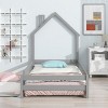 Streamdale Twin Size Wood bed with House-shaped Headboard Floor bed with Fences,Grey - 3 of 4