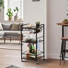 FurnitureR Kitchen Microwave Stand Rustic Small Bakers Rack 3-Tier with 6 Hooks Kitchen Cart on Wheels Small Space, Metal Frame, Vintage Brown - 3 of 4