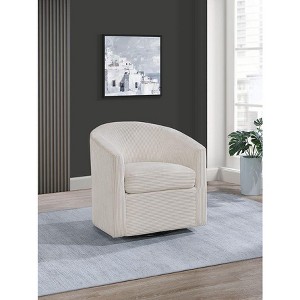 CAVINAS Upholstered Swivel Chair,Soft Corduroy Compact Accent Chair with U-Shaped Backrest,Lounge Chair for Living Room,Bedroom,Small Spaces - 1 of 4