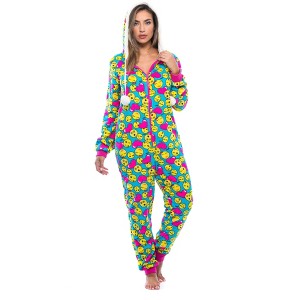 Just Love Womens One Piece Winter Holiday Adult Bodysuit Faux Shearling Lined Hoody Xmas Pajamas - 1 of 3