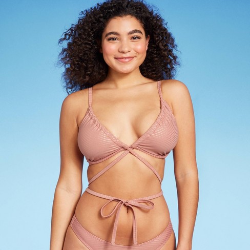 Women's Strappy Underwire Bikini Top - Wild Fable™ Brown Lurex D/dd Cup :  Target