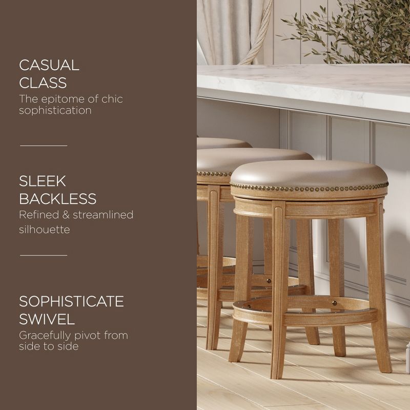 Maven Lane Alexander Backless Kitchen Stool with Vegan Leather Upholstery, 3 of 8