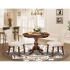 3-Piece Mahogany Finish Solid Wood Top - Round Button Tufted Dining Room Set - Seats 4 - 2 of 4