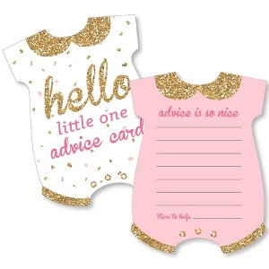 Big Dot of Happiness Hello Little One - Pink and Gold - Baby Bodysuit Wish Card Girl Baby Shower Activities - Shaped Advice Cards Game - Set of 20 - 1 of 4