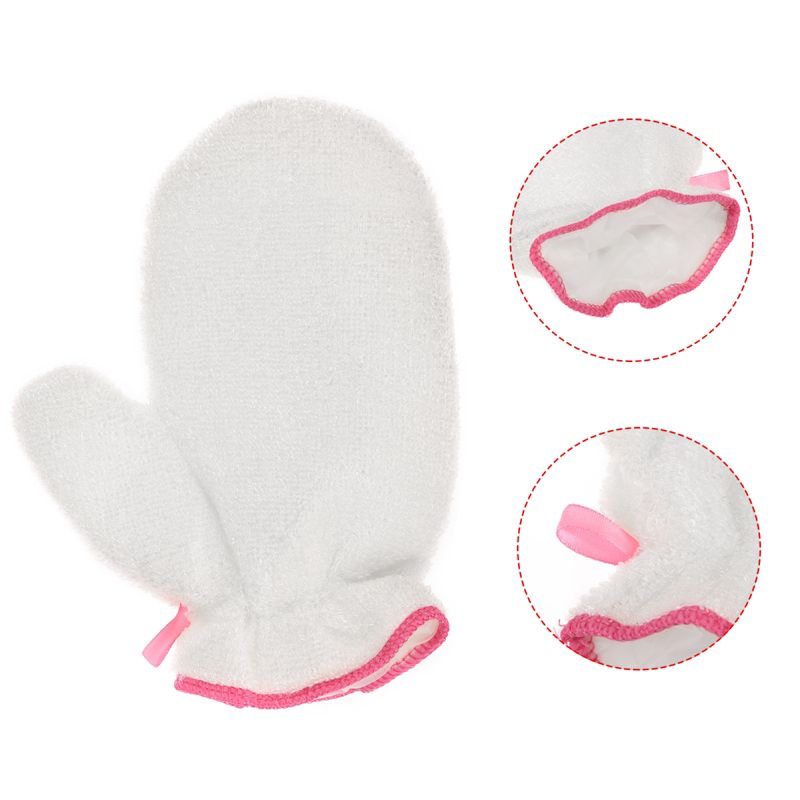 Unique Bargains Cleaning Gloves Fiber Washing Mitten Reusable Scrubber Cleaning Tool for Kitchen Bathing 1 Pair White, 4 of 7