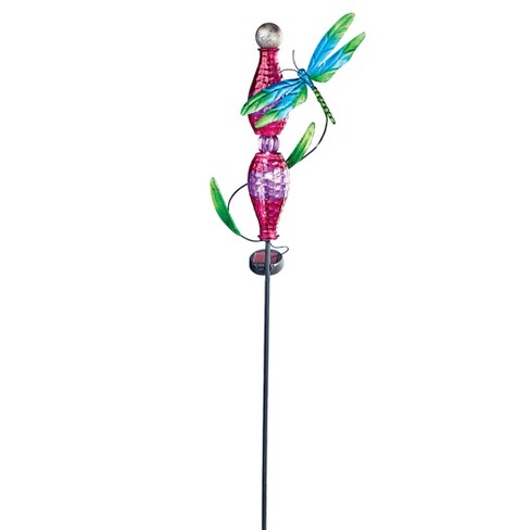 Collections Etc Solar Powered Glass Dragonfly Outdoor Garden Stake - image 1 of 3