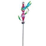 Collections Etc Solar Powered Glass Dragonfly Outdoor Garden Stake