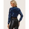 INSPIRE CHIC Women's Glitter Sparkle Long Sleeve Front Zip Party Shiny Crop Bomber Sequin Jackets - 4 of 4