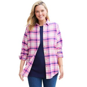 Woman Within Classic Flannel Shirt - 1 of 4