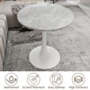 Sapphtopaz Modern Round Dining Table with Tapered Pedestal Base Coffee Table with Faux Marble Finish Kitchen Table for Living Room - 2 of 4
