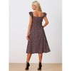 INSPIRE CHIC Women's Floral Dresses Cherry Print Lace-up Ruffle Cap Sleeve Midi Sundresses - 4 of 4