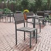 Flash Furniture Finch Commercial Grade Patio Chair with Arms, Stackable Side Chair with Faux Teak Poly Slats and Metal Frame - image 2 of 4