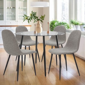 Spoon Dining Chairs Set of 4,Upholstered Dining Chair with Stainless Steel Metal Legs-Maison Boucle - 1 of 4