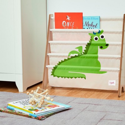 Kids Dragon Print Gray and Green Book Rack