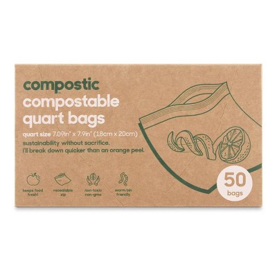 Compostic 100% Compostable Quart Bags - 50ct