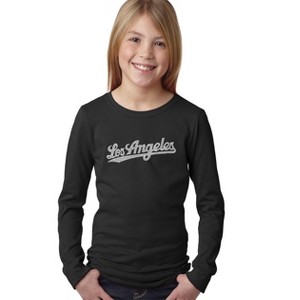 LA Pop Art Girl's Word Art Long Sleeve - LOS ANGELES NEIGHBORHOODS - 1 of 4