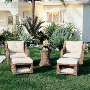 Syemin Patio Seating Sets, Comfortable Seating Set, Perfect for Comfortable Backyard Retreat, Designed for Relax in Style, Beige, 32.1"*32.1"*35" - 1 of 4
