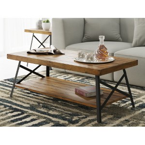 Modern Rustic Coffee Table - Quick Assembly, Easy Care, Pine Brown & Steel Gray Finish - 1 of 4