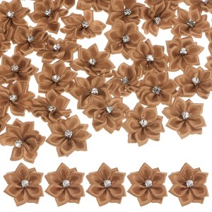 Unique Bargains Artificial Satin Durable Flexible Decorative Mini Ribbon Flowers with Rhinestones 1.2 Inch 200 Pcs - 1 of 4