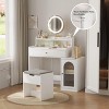 NicBex Vanity Desk with Mirror 47" Dressing Table with Charging Station and Hair Dryer Rack, 5 Drawers, Makeup Desk with Cushioned Stools - 4 of 4
