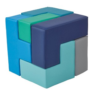 ECR4Kids SoftZone Brainy Soft Foam Blocks, Soma Cube Puzzle, (7-Piece Set) - 1 of 4