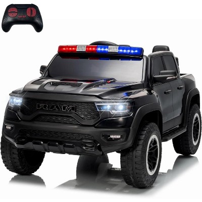 12V Kids Ride On Police Car with Remote Control, Electric Pickup Truck for Toddlers, 3 Speeds, Spring Suspension, LED Lights